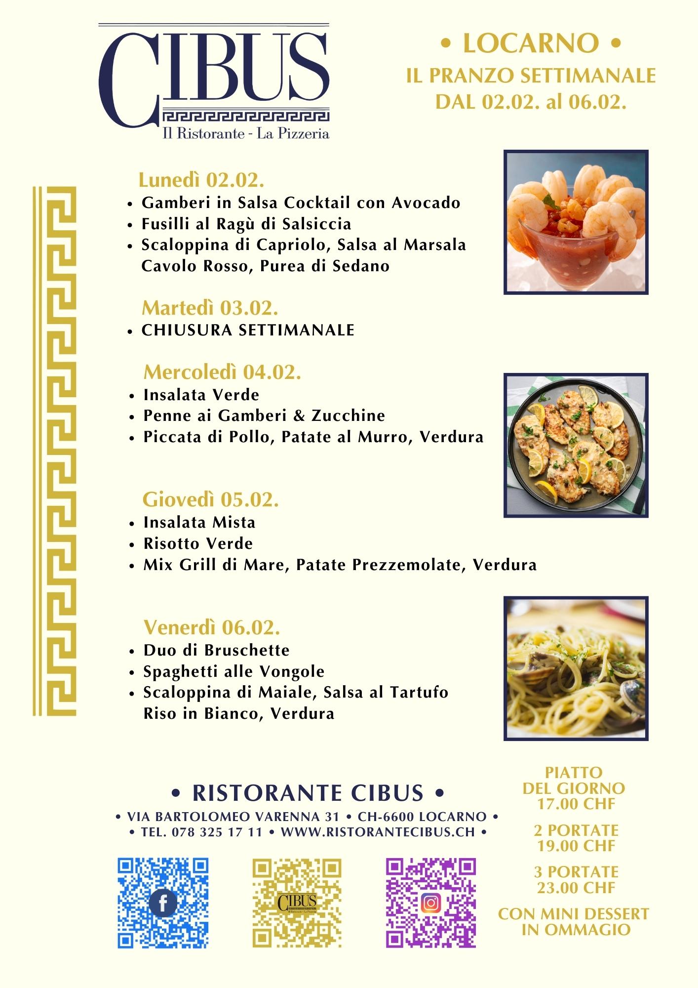 Menu Pranzo dal 02.02. al 06.02.