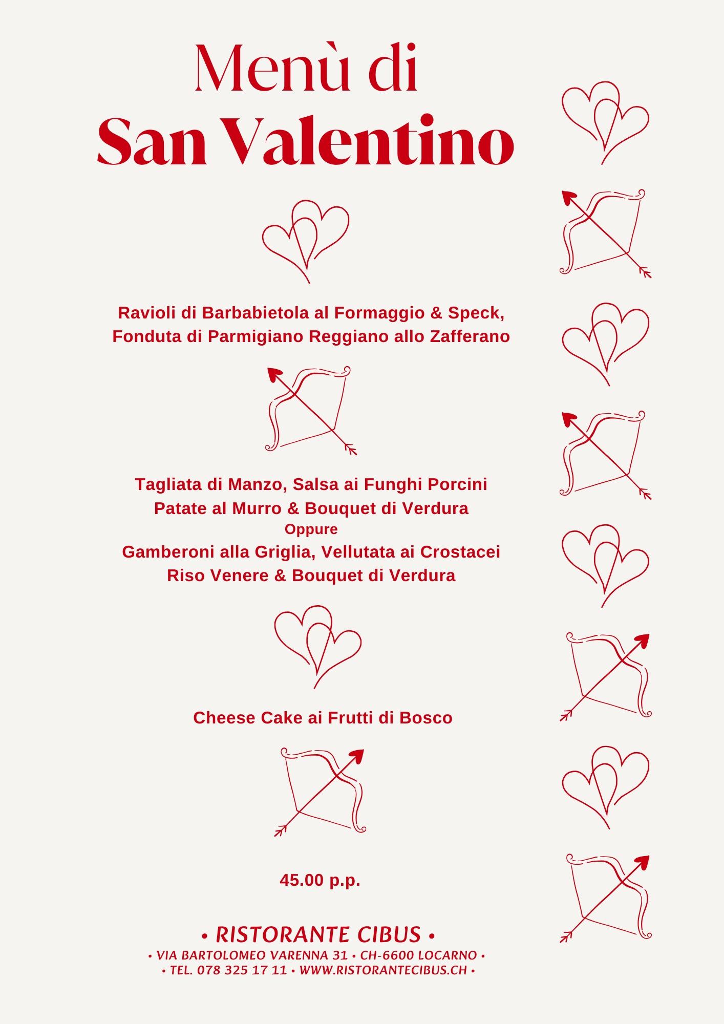 Menù di San Valentino 2026